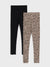 Sinsay Girl's Multicolor & Animal Printed Ribbed Ankle Leggings
