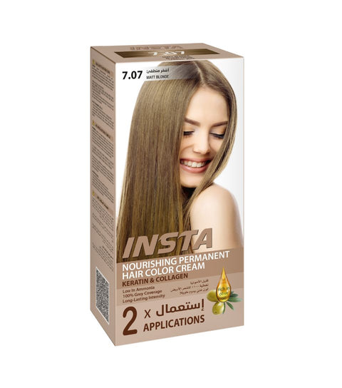 Insta Hair Coloring Cream Keratin & Collagen 7.07 Matt  Blonde 110ml