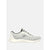 A Skechers sneaker in white and black speckled knit material, shown from a side profile against a light gray background.