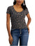 Hippie Rose Women's Gray Floral-Print Snap-Front Ribbed Blouse | Hippie Rose In Lebanon