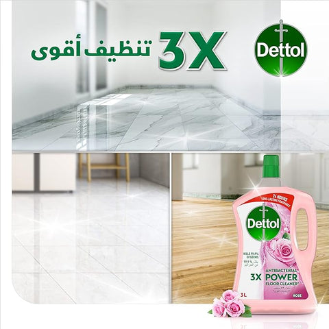Dettol Antibacterial Power Floor Cleaner 3x Rose 900g '6295120042083