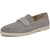 A single light gray suede penny loafer shown from a side profile view on a clean white background.
