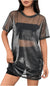Pull&Bear Women's Black Silver Short-Sleeve T-Shirt | Pull&Bear in Lebanon
