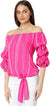 Vince Camuto Women's Fuchsia Bubble Sleeve Off Shoulder Crepe Stripe Blouse|Vince Camuto In Lebanon