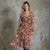 Sinsay Women's Brown Long Sleeve Floral Printed Dress