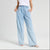 Sinsay Women's Light Blue Elastic Waistband Wide Leg Jeans