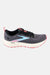Gray running shoe with pink accents on a white background