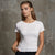 Sinsay Women's White Round Neck Open Work T-Shirt