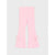 Light pink ribbed flare leggings with side tie details at the flared hems, shown flat against a light gray background.