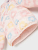 Floral-patterned pink bathrobe on a white background
