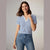 Sinsay Women's White Blue Striped Crop Top