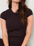 Sinsay Women's Dark Plum Striped Knit Short Sleeve Top|Sinsay In Lebanon
