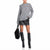 Steve Madden Women's Grey Marled Cable-Knit Openwork Sweater