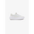 A low-top platform sneaker in off-white and white, featuring a textured canvas upper, white laces, and a thick white platform sole, shown against a plain white background.