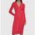 DKNY Women's Watermln Sugar Front Zip Long Sleeve Rib Midi Dress