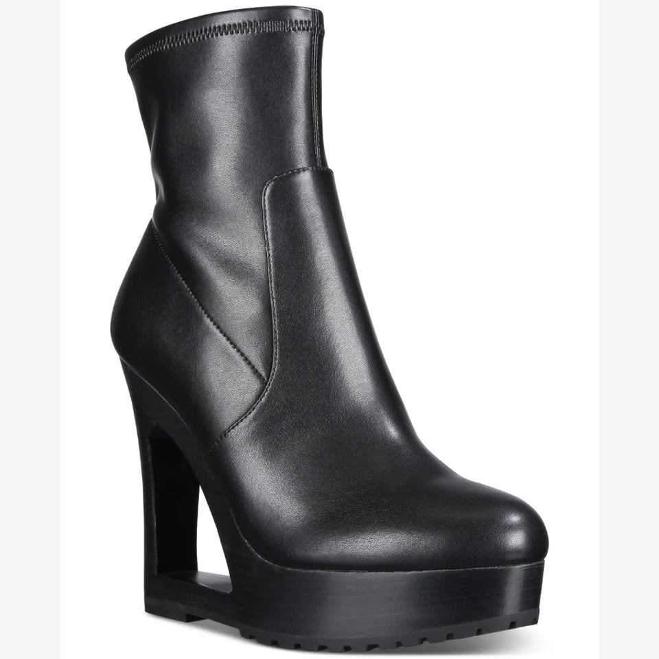 Aaj by Aminah Women's Black Ava Low Platform Wedge Boots