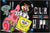 A colorful area rug featuring cartoon characters from the Spongebob series, with the text 'Color Me Happy' prominently displayed.