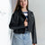 Sinsay Girl's Black Faux Leather Regular Fit Jacket