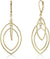 Gold earrings with a teardrop design on a white background