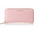 A pink pebbled leather zip-around wallet with gold-tone hardware and 'KRIEGERFIELD LONDON' printed in gold on the front, set against a plain white background.