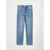 Light blue denim jeans with a straight-leg fit, shown flat against a light gray background.