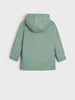 Green jacket with a hood on a light gray background