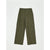 Olive green cargo pants with a high waist, belt loops, front pleats, and side cargo pockets, shown flat on a light gray background.