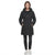 DKNY Women's Black Chevron Pattern Hooded Quilted Puffer Coat
