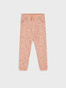 Floral-patterned pink pants on a white background
