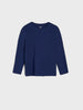 Navy blue long-sleeve shirt on a light gray background