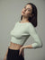 Sinsay Women's Pale Green Ribbed Decorative Neckline Blouse |Sinsay In Lebanon