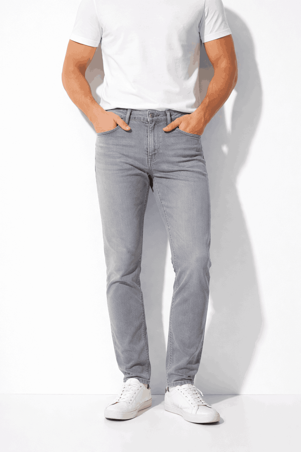 Celio Men's Light Grey Powerflex Slim Stretch Jeans | Celio In Lebanon