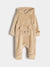 Sinsay Baby Boy's Beige Plush Soft Fuzzy Material Attached Hood Overall