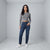 Hippie Rose Women's Grey Ribbed Knit Cropped Blouse