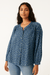 Lucky Brand Women's Navy Floral Printed Detail Blouse| Lucky Brand In Lebanon