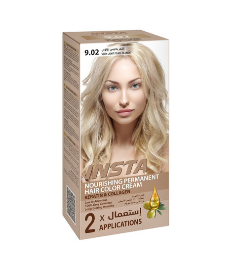 Insta Hair Coloring Cream Keratin & Collagen 9.02 Very Light Pearl Blonde 110ml