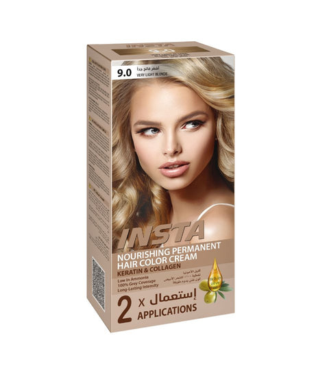 Insta Hair Coloring Cream Keratin & Collagen 9.0 Very Light Blonde 110ml