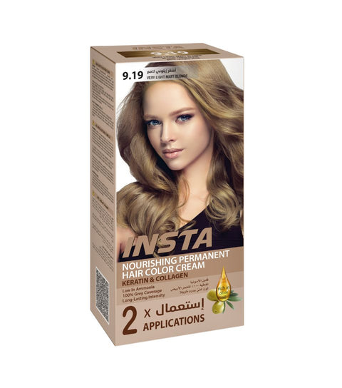 Insta Hair Coloring Cream Keratin & Collagen 9.19 Very Light Matt Blonde 110ml
