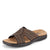 Brown sandal with a visible brand logo on a white background