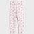Pink pajama pants with a subtle pattern on a white background