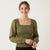 Ralph Lauren Women's Olive Square Neckline Long-Sleeve Blouse