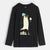 A black long-sleeve crewneck t-shirt featuring a cartoon penguin graphic wearing a blue beanie and sunglasses, holding a white egg, with the word 'CHILL' printed below in white. The brand name 'society6' is visible on the inner neck label.