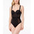 DKNY Women's Black Sheers Cupped Strapless Mesh Panel Bodysuit