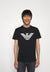 Emporio Armani Men's Black Logo Embroidered T-Shirt | Emporio Armani In Lebanon