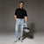 Sinsay Men's Light Washed Blue Carrot Fit Denim Jeans