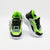 A pair of toddler running shoes in neon green and black with white soles, shown from the back and side on a light gray background. The brand 'Sport Lite' is visible on the tongue.