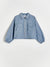 Light blue jacket with two front pockets on a white background