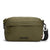 An olive green nylon crossbody bag by Hilfiga BB, featuring a front zippered pocket with a knotted zipper pull, a black metal carabiner, and a black adjustable strap, shown on a plain white background.