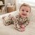 Sinsay Baby Girl's Beige All-Over Leopard Print Long-Sleeves Overall