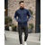 Galaxy Men's Dark Blue & White Striped Sleeves Athletic Jacket